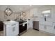 Modern kitchen with white cabinets, quartz countertops and farm sink at 3807 Wyandotte Trl, Indianapolis, IN 46240