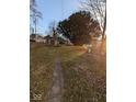 Backyard with a shed, grassy area, and mature trees at 213 E Broadway St, Alexandria, IN 46001