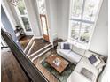 Elevated view of living room with sectional sofa and coffee table at 1336 Central Ave, Indianapolis, IN 46202