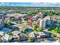 Aerial view of a modern townhome in a vibrant city setting at 527 E North St, Indianapolis, IN 46204