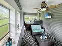 Relaxing enclosed porch with hot tub, seating area, and large windows at 5647 W Mooresville Rd, Indianapolis, IN 46221