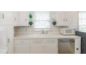 White kitchen with double sink, dishwasher and microwave at 1683 Conner St, Noblesville, IN 46060