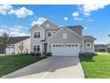 Two-story house with gray siding, white garage door, and landscaped lawn at 19663 Atwater Ave, Sheridan, IN 46069