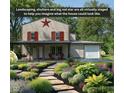 Beige house with red shutters, a star, and landscaped front yard at 6670 E 13Th St, Indianapolis, IN 46219