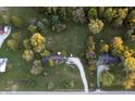 Aerial view showcasing a house and surrounding landscape with fall foliage at 3231 W State Road 32, Westfield, IN 46074