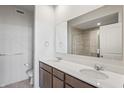 Bathroom with double vanity and walk in shower at 802 Weldon Way, Westfield, IN 46074