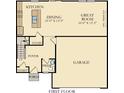 First floor plan includes kitchen, dining room, great room, and garage at 1532 Alpine Ln, Greenfield, IN 46140