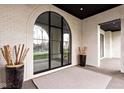 Arched front door with black frame and glass panels, leading to a foyer at 10771 Holliday Farms Blvd, Zionsville, IN 46077