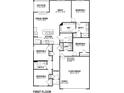 First floor plan featuring 3 bedrooms, 2 bathrooms, and a 2-car garage at 6322 Granby Dr, Whitestown, IN 46075