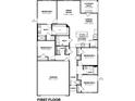 First floor plan showing 4 bedrooms, 2 baths, and open concept living at 107 Marble Wood Dr, Danville, IN 46122