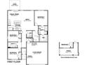 First-floor plan showcasing bedrooms, bathrooms, kitchen, dining area, and garage at 41 Varner Dr, Whiteland, IN 46184