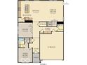 First floor plan showcasing kitchen, dining, great room, and flex suite at 1853 Grand Vista Blvd, Greenwood, IN 46143