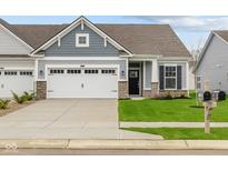 Two-story craftsman home with gray siding, white trim, and a two-car garage at 10612 Maidenhair Dr, Indianapolis, IN 46239