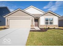 Charming new construction home with a two-car garage and landscaped front yard at 3204 W Keepsake Ln, Monrovia, IN 46157