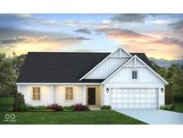 White farmhouse-style home with a two-car garage and landscaping at 6815 W Division Rd, Bargersville, IN 46106
