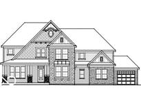 Exterior elevation of a two-story home with a mix of siding and stone, and an attached garage at 937 Apryl Dr, Greenwood, IN 46143