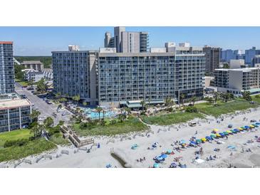 Aerial view of beachfront hotel with pool and beach access at 201 74Th Ave. N # 2341, Myrtle Beach, SC 29572