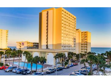Oceanfront resort view with pool, parking and beach access at 1205 S Ocean Blvd. # 50605, Myrtle Beach, SC 29577