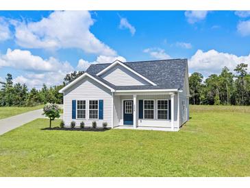 Single-story house with a blue door and landscaped yard at 1174 St. John Rd., Galivants Ferry, SC 29544