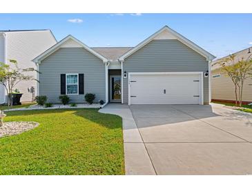 Gray house with white garage door and landscaping at 169 Hampton Park Circle, Myrtle Beach, SC 29588