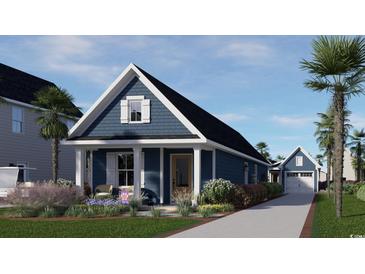 Blue cottage style house with garage and landscaping at 2661 Rowyn St., Longs, SC 29568