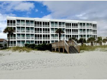 Beachfront building with beach access steps at 9580 Shore Dr. # 303, Myrtle Beach, SC 29572