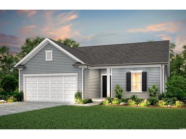 Gray house with two-car garage and landscaped yard at 292 Hawks Run Dr., Calabash, NC 28467