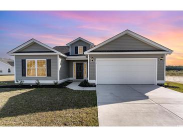 Gray house with white garage door and landscaping at 1006 Stump Rd., Conway, SC 29526