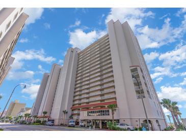 High-rise building exterior with balconies and parking at 1625 S Ocean Blvd. # 1002, North Myrtle Beach, SC 29582