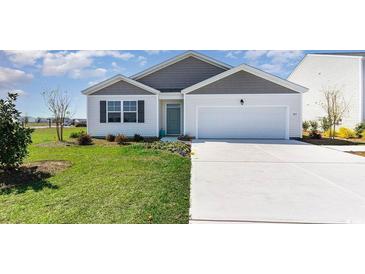 One-story home with gray siding, white trim, and a two-car garage at 522 Firouz Dr, Longs, SC 29568