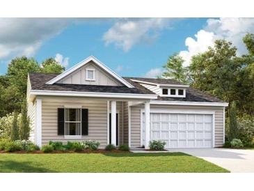 One-story house with a gable roof, attached garage, and landscaping at 3075 Palma Way, Myrtle Beach, SC 29579