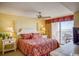 Ocean view bedroom with a king-size bed and private balcony at 1625 S Ocean Blvd. S # 909, North Myrtle Beach, SC 29582
