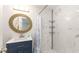Updated bathroom with a walk-in shower and marble tile at 510 Hillside Dr. S, North Myrtle Beach, SC 29582