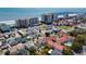 Aerial view of beachfront property, showing ocean, high-rise buildings, and community at 510 Hillside Dr. S, North Myrtle Beach, SC 29582