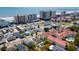 Aerial view of beach neighborhood with oceanfront high-rises and single-Gathering homes at 510 Hillside Dr. S, North Myrtle Beach, SC 29582
