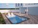 Rendering of backyard with pool, lounge chairs, and fence at 2401 Duffy St., North Myrtle Beach, SC 29582