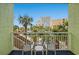 Enjoy ocean and pool views from this balcony, complete with seating at 1105 S Ocean Blvd. # 246, Myrtle Beach, SC 29577