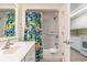 Bathroom with shower/tub combo and coastal decor at 2201 S Ocean Blvd. # 1705, Myrtle Beach, SC 29577