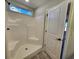 Bathroom with corner shower, tile floor, and a single vanity at 370 Long Meadow Dr., Loris, SC 29569