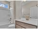 Clean bathroom with modern vanity and shower/tub combo at 1224 Colusa Ct., Little River, SC 29566