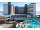 Oceanfront hotel view with adjacent water park at 1501 S Ocean Blvd. # 622, Myrtle Beach, SC 29577
