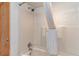 Simple bathroom with shower/tub combo and white curtain at 4800 S Ocean Blvd. # 615, North Myrtle Beach, SC 29582
