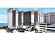 Exterior view of the high-rise resort along the beach at 4800 S Ocean Blvd. # 615, North Myrtle Beach, SC 29582