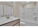Bathroom with shower/tub combo, vanity with modern fixtures, and a toilet at 1216 Colusa Ct., Little River, SC 29566