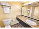Clean bathroom with granite vanity, tiled floor, and bathtub at 1501 S Ocean Blvd. # 927, Myrtle Beach, SC 29577