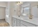 Modern bathroom with double vanity, marble shower, and gold fixtures at 3009 Deerberry Place, Longs, SC 29568