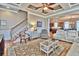 Relaxing living room with coffered ceiling, hardwood floors, and comfy seating at 202 Palmetto Harbour Dr., North Myrtle Beach, NC 29582