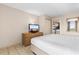 Bedroom with a king-size bed, dresser and view of the ocean at 1501 S Ocean Blvd. # 938, Myrtle Beach, SC 29577