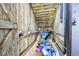 Beach storage area with various beach items under the home at 6001 South Kings Hwy., Myrtle Beach, SC 29575