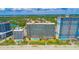Aerial view of oceanfront high-rise building with pool at 2207 S Ocean Blvd. # 414, Myrtle Beach, SC 29577